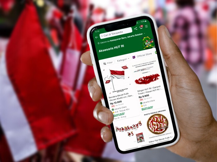 Ilustrasi promo kemerdekaan di Tokopedia