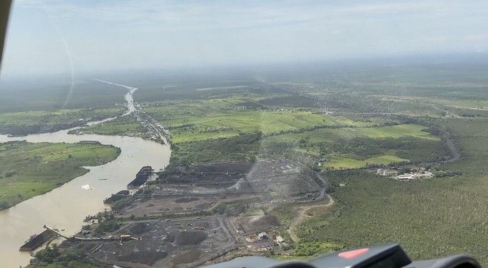 Menhub Budi Karya Sumadi pantau terminal khusus batu bara di Banjarmasin, Kalsel, Sabtu (19/8/2023).