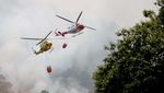 Potret Helikopter Bolak-balik Padamkan Api di Pulau Tenerife