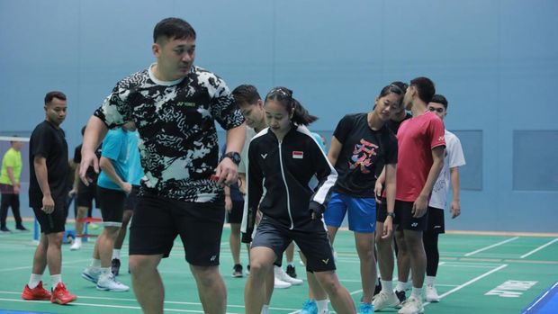 Tim Bulutangkis Indonesia berlatih di Copenhagen, Demmark, menjelang Kejuaraan Dunia Bulutangkis 2023.