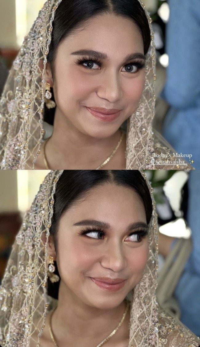 Di hari pentingnya itu, Azizah tampil dengan makeup flawless. Sang makeup artist, Rossy Pramita membongkar makeup Azizah di hari pernikahannya. “Sebenernya makeup buat azizah ini simple sih, flawless makeup,” ungkap makeup artist yang akrab disapa Ochi itu dalam pernyataan resminya kepada Wolipop, Minggu (20/8/2023). Foto: dok. Instagram/@ochiipramita
