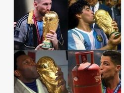 Meme Messi Angkat Trofi Lagi,  Ronaldo dan Fans Menangis