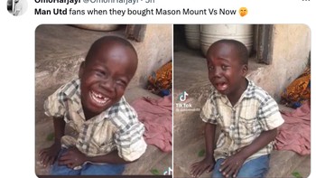 Fans MU saat beli Mason Mount vs sekarang. Foto: Twitter