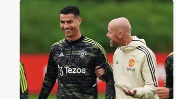Tawa Ronaldo saat MU kalah... Foto: Twitter