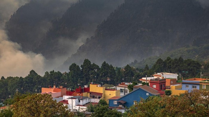 Kebakaran hutan di Pulau Tenerife, Spanyol, masih belum bisa dijinakkan. Api masih merembet membakar semak dan pohon di hutan tersebut.