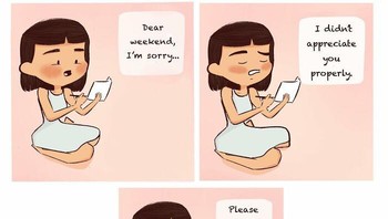 Nah kan giliran udah masuk weekday, baru nyesel tidak memanfaatkan weekend dengan sebaik-baiknya. Foto: (Dok. Bored Panda).