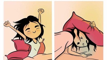 Bukannya ngulet dulu, malah langsung pegang HP terus scroll media sosial. Foto: (Dok. Bored Panda).