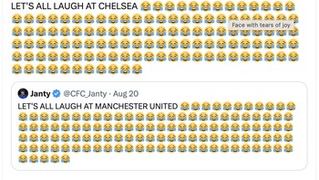 Chelsea dan MU pantas ditertawakan karena dua duanya kalah minggu ini. Foto: Twitter