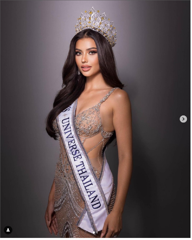Anntonia Porsild yang mewakili provinsi Nakhon Ratchasima, Thailand, mengalahkan 52 finalis lainnya dalam malam final Miss Universe Thailand 2023. Foto: Dok. Instagram porxild, missuniverse.in.th