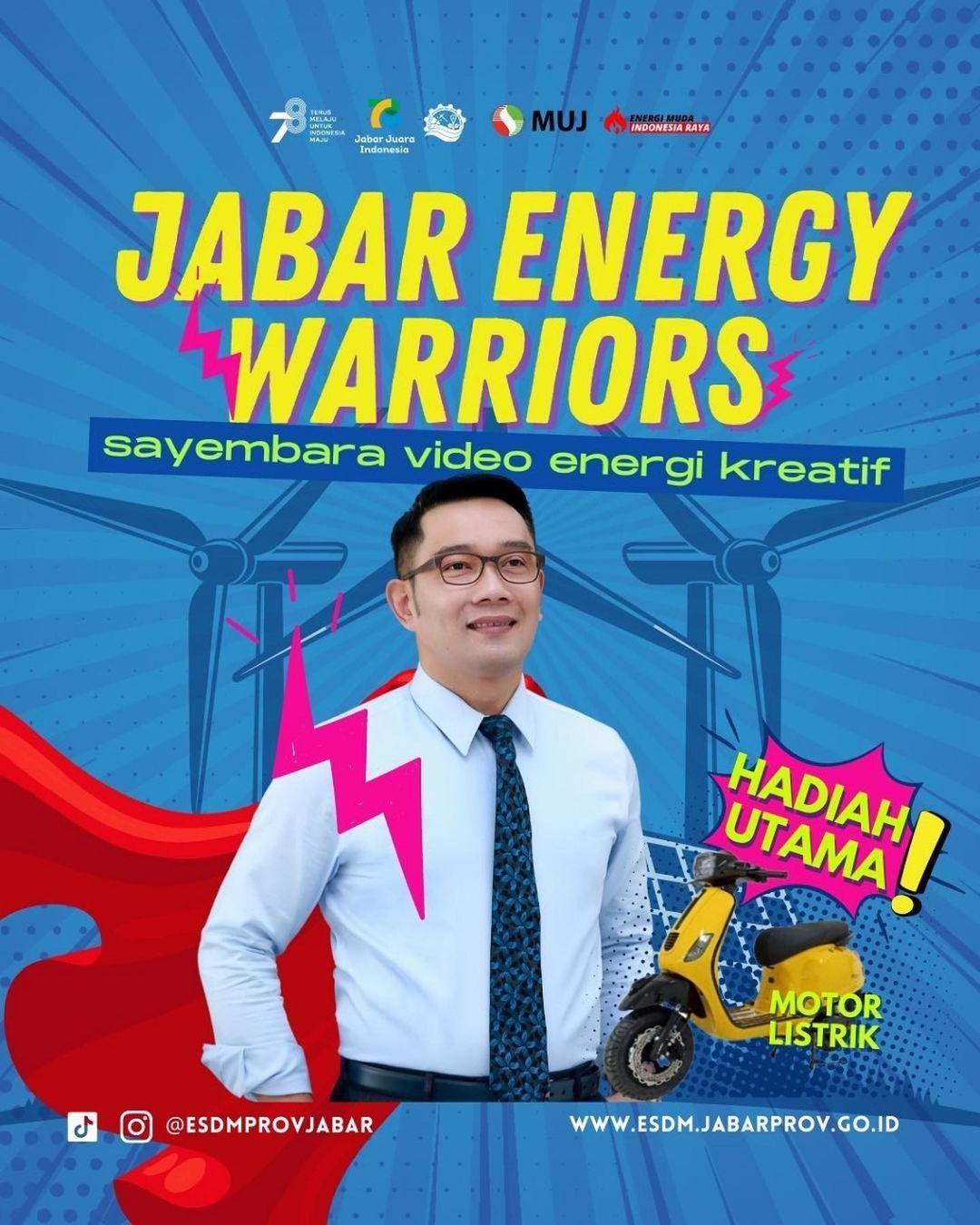 Poster Jabar Energy Warriors 2023, sayembara video energi kreatif oleh Dinas ESDM Jawa Barat