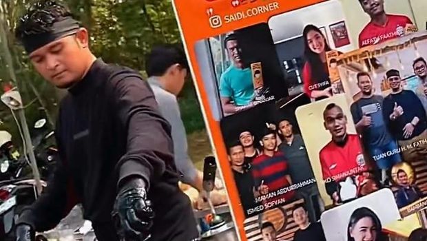 Dudi Rahmadi tengah beraksi mengolah roti bakar zayn di South Gate - Cinere, Minggu (19/8/2023)