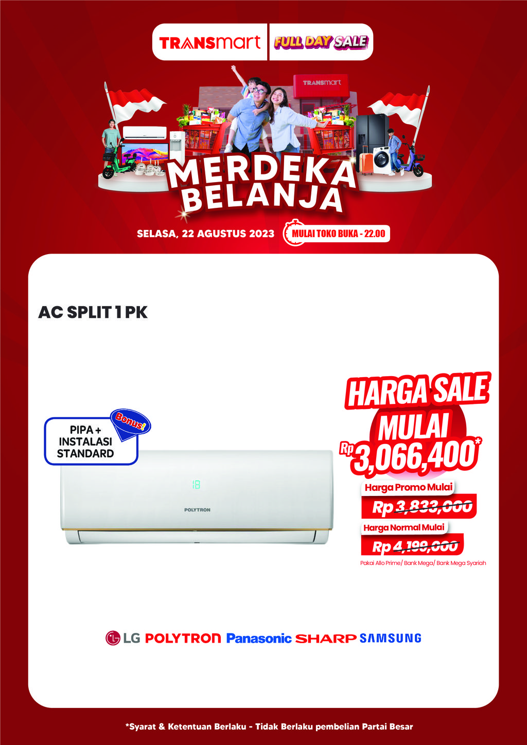 AC diskon hingga Rp 1 jutaan.