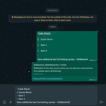 Format teks baru di WhatsApp