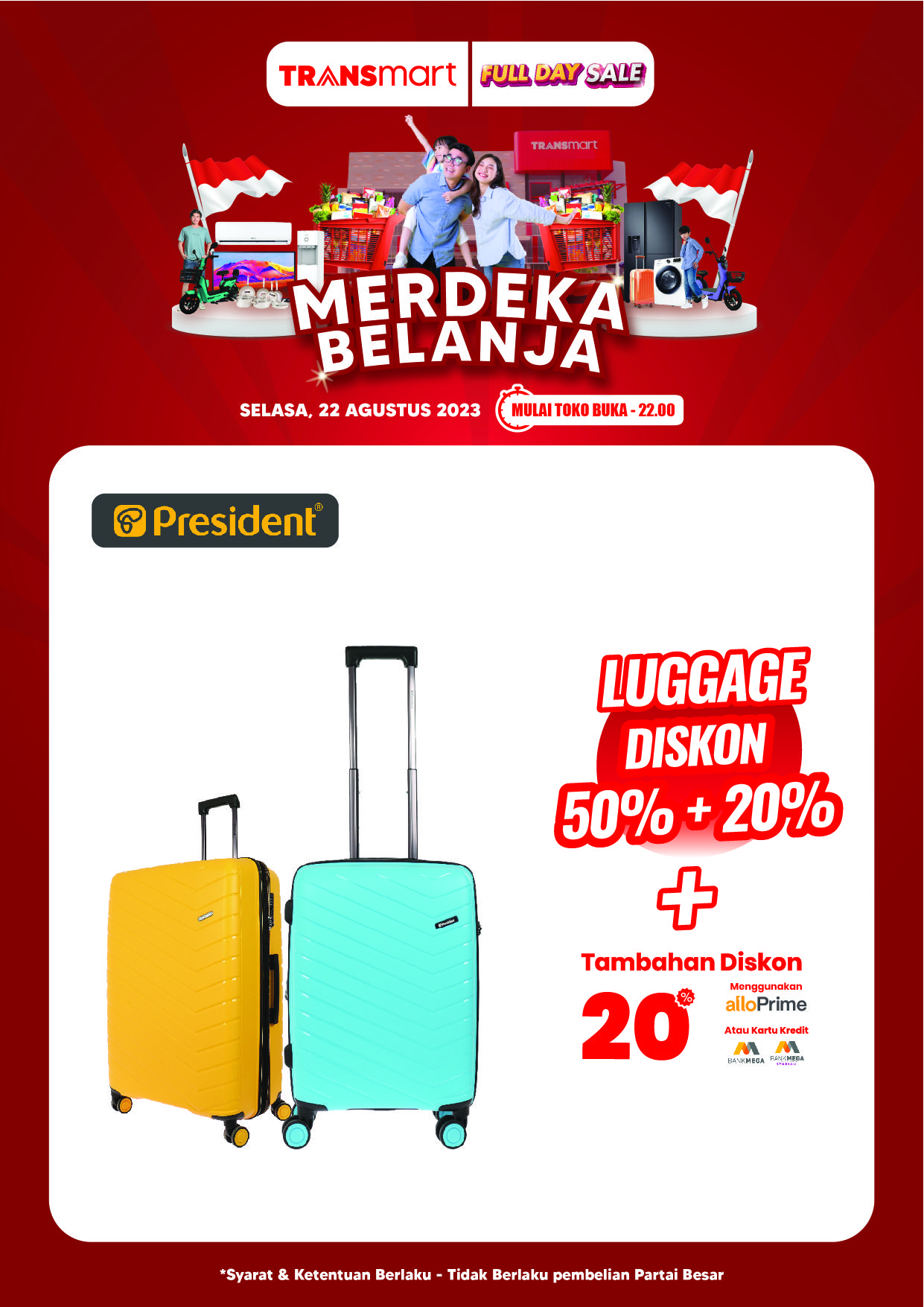 Koper diskon 50 persen + 20 persen.