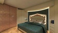 Kamar tidur utama Elemen Palazzo Superior dilengkapi dengan tempat tidur berukuran king yang dibuat oleh perusahaan yang memasok kasur untuk keluarga kerajaan Inggris.