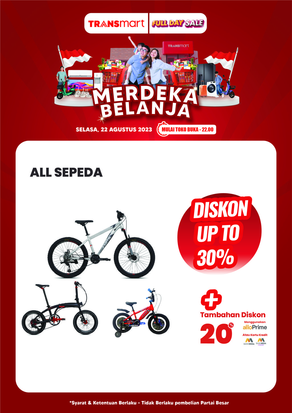 Sepeda diskon hingga 30 persen + 20 persen.