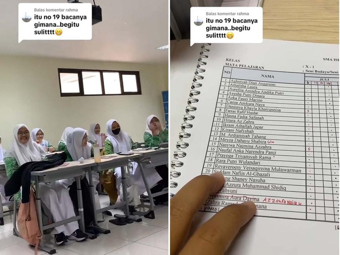 Viral guru menunjukkan nama salah satu siswinya yang unik dan tak biasa.
