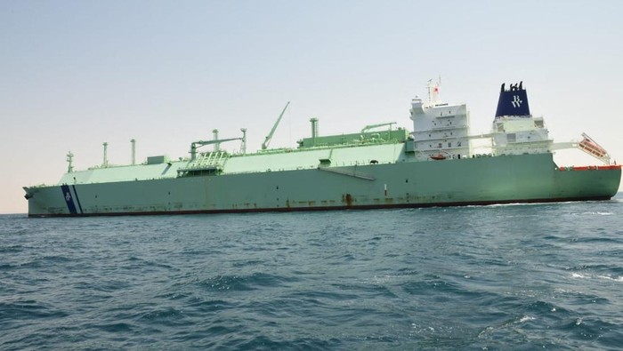 The liquified natural gas (LNG) carrier BW Lesmes sails, after it was re-floated post a collision with Oil Products Tanker BURRI, in the waterway of the Suez Canal, Egypt, August 23, 2023. Suez Canal Authority/Handout via REUTERS    THIS IMAGE HAS BEEN SUPPLIED BY A THIRD PARTY