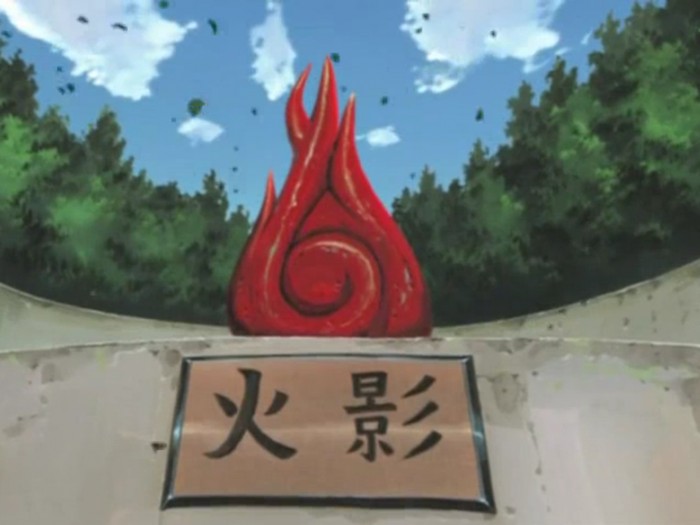 Monumen Will of Fire di desa Konohagakure
