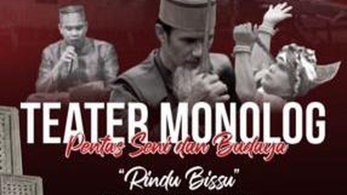 Poster kegiatan teater monolog Bissu di Bone.