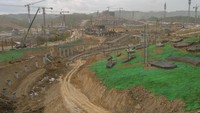 Foto udara proses pembangunan di Kawasan Inti Pusat Pemerintahan (KIPP) Ibu Kota Negara (IKN) Nusantara, Penajam Paser Utara, Kalimantan Timur, Selasa (22/8/2023).  