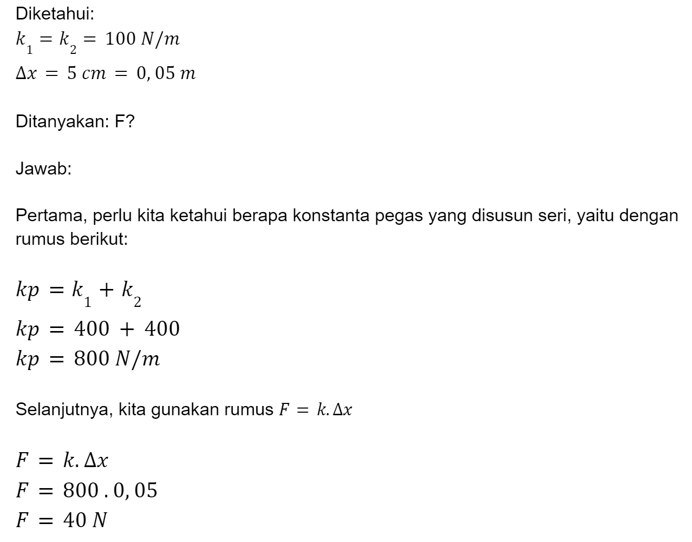 Pembahasan Soal Hukum Hooke.