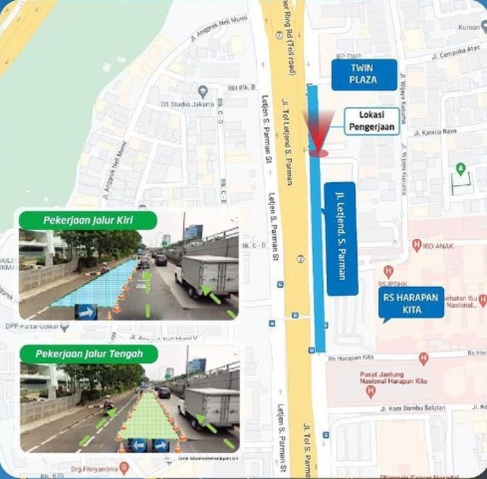 Denah rekayasa lalin di Jalan S Parman (dok. Pemprov DKI)