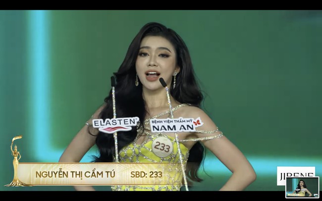 Nguyen Thi Cam Tu, merupakan finalis yang viral usai menjalani preliminary competition atau kompetisi awal Miss Grand Vietnam 2023. Kontes kecantikan ini memilih pemenang untuk mengikuti Miss Grand International yang diikuti 45 negara termasuk Indonesia pada Oktober 2023.  Foto: Dok. YouTube Miss Grand Vietnam