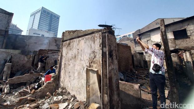 Lokasi kebakaran di Gang Kober Gambir, Jakarta Pusat. (Anggi/detikcom)