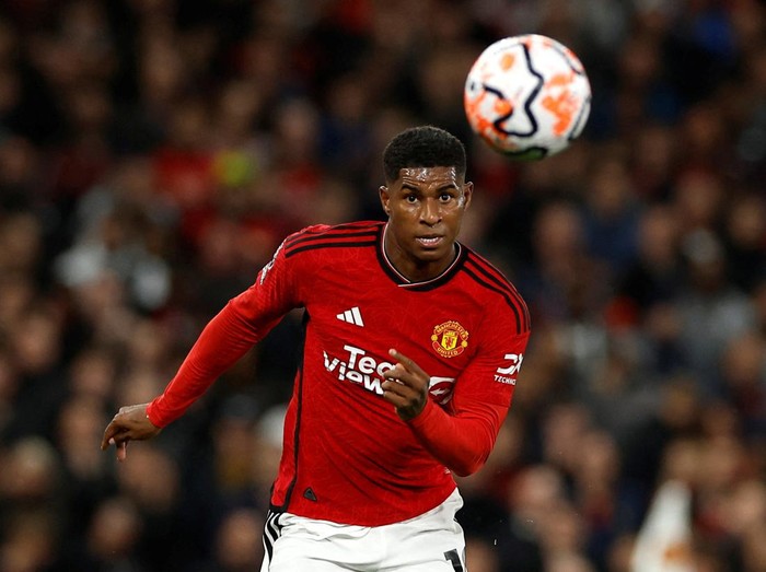 Soccer Football - Premier League - Manchester United v Wolverhampton Wanderers - Old Trafford, Manchester, Britain - August 14, 2023  Manchester Uniteds Marcus Rashford in action Action Images via Reuters/Jason Cairnduff EDITORIAL USE ONLY. No use with unauthorized audio, video, data, fixture lists, club/league logos or live services. Online in-match use limited to 75 images, no video emulation. No use in betting, games or single club /league/player publications.  Please contact your account representative for further details.