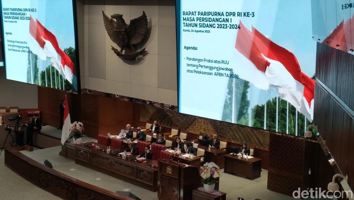 Rapat paripurna DPR RI, Kamis (24/8/2023). (Dwi Rahmawati/detikcom).