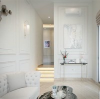 Secara keseluruhan, rumah yang terdiri dari beberapa lantai itu berarsitektur minimalis modern. Foyer serba putih dengan sentuhan klasik langsung menyambut ketika masuk ke rumah. (Foto: YouTube/DMC Architect & Interior Studio)