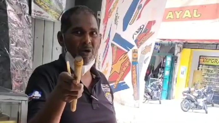 Tangkapan layar tampang preman di Medan yang meminta uang ke penjaga toko