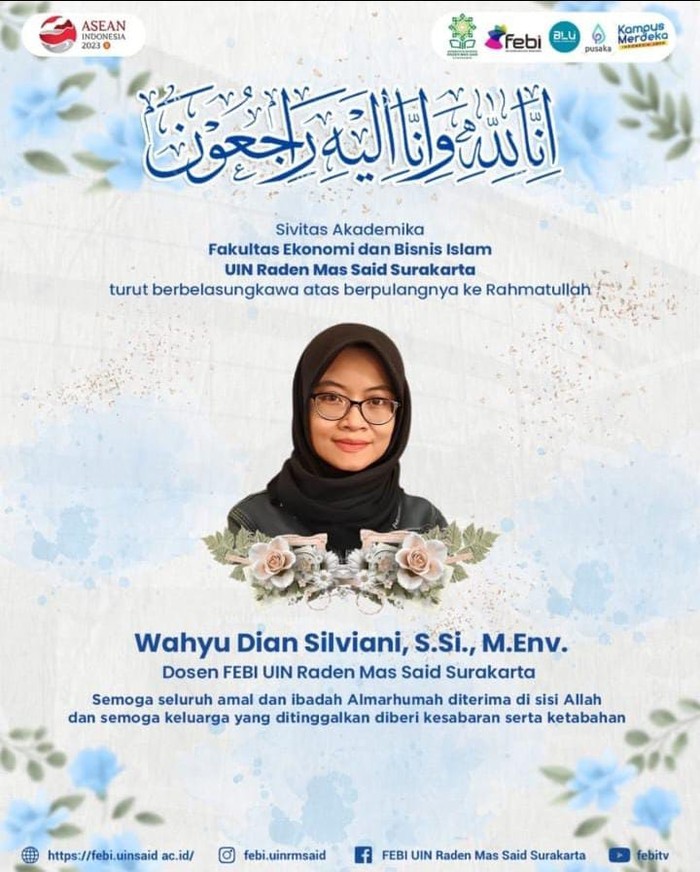 Kabar duka meninggalnya dosen UIN Raden Mas Said Solo, Wahyu Dian Silviani (34).