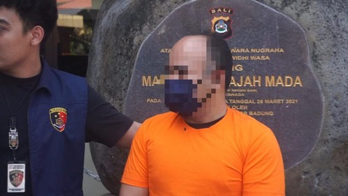 Paman yang cabuli keponakannya ditahan di Polres Badung.