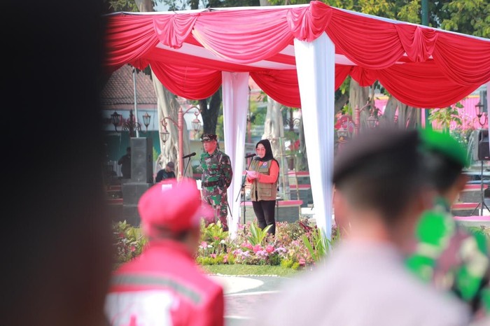 Bupati Klaten Sri Mulyani memimpin Apel Siaga Kebakaran Hutan, Lahan dan Kekeringan Kabupaten Klaten Tahun 2023.