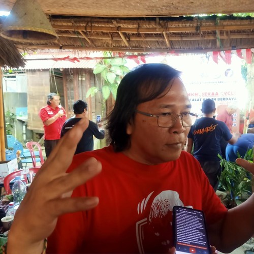 Ketua Ganjarian Spartan Komter Bali I Made Iwan Dewantama (51), ketika ditemui seusai acara Rembug Rakyat untuk Ketahanan Pangan di Bali, Sabtu (26/8/2023) di Denpasar, Bali. (Ni Made Lastri Karsiani Putri-detikBali)