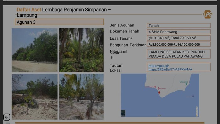 Pantai di Pulau Pahawang yang akan dilelang.