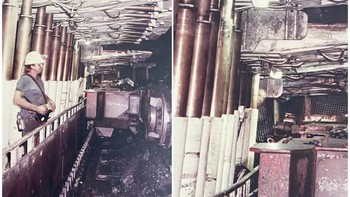 Ada yang mengintip di foto jadul tambang tua. Foto: Reddit