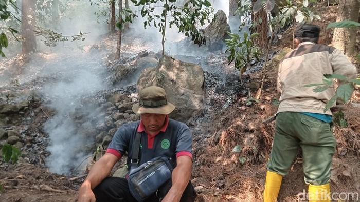 Sejumlah titik api di hutan Gunung Ciremai, Kuningan masih menyala sampai Sabtu (26/8/2023) siang