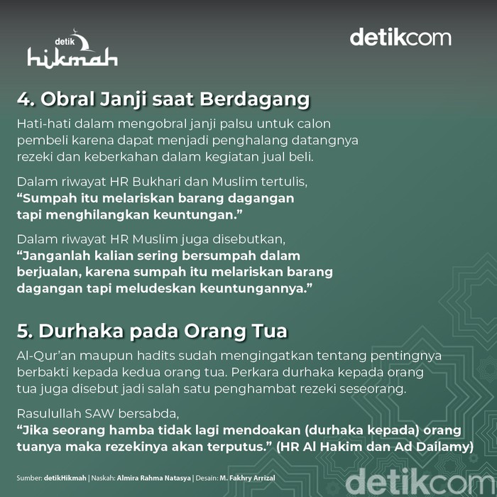 Penghambat Datangnya Rezeki