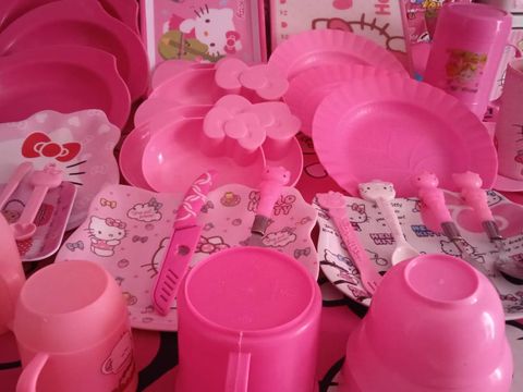 Eka Diah Lestari, seorang wanita penggemar Hello Kitty. Foto Eka Diah Lestari, seorang wanita penggemar Hello Kitty. Dia mempunyai rumah, motor dan berbusana sehari-hari serba Hello Kitty. Sosoknya langsung viral di TikTok.