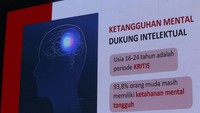 Ganjar juga membuka data dimana usia 16-24 tahun adalah periode tipis untuk kesehatan mental anak muda yg ada di Indonesia 93,8 persen anak muda memiliki ketahanan mental yg tangguh tapi masih ada yg masuk dalam kategori depresi kualitas kesehatan mental harus dijaga.  