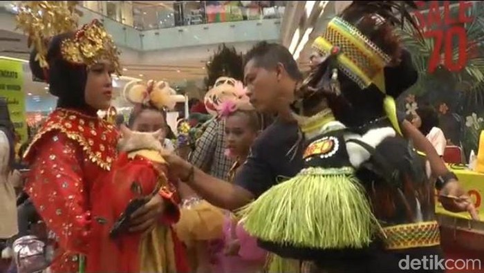 Kucing-kucing menggemaskan yang turut serta dalam lomba fashion show di Surabaya.