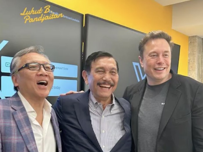 Menko Marves Luhut Pandjaitan saat bertemu dengan Elon Muskl