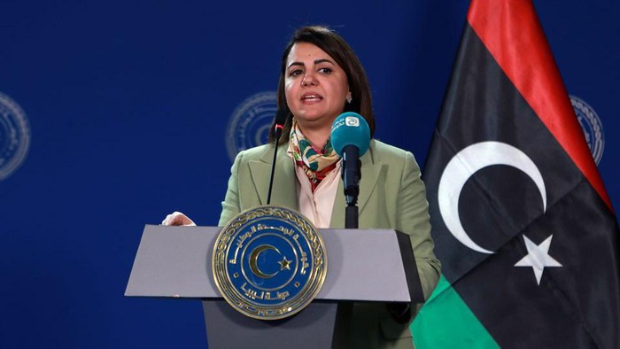 Libyan Foreign Minister Najla el-Mangoush speaks during a news conference with EUs head of foreign policy Josep Borell (not seen), in Tripoli, Libya September 8, 2021. REUTERS/Hazem Ahmed Acquire Licensing Rights