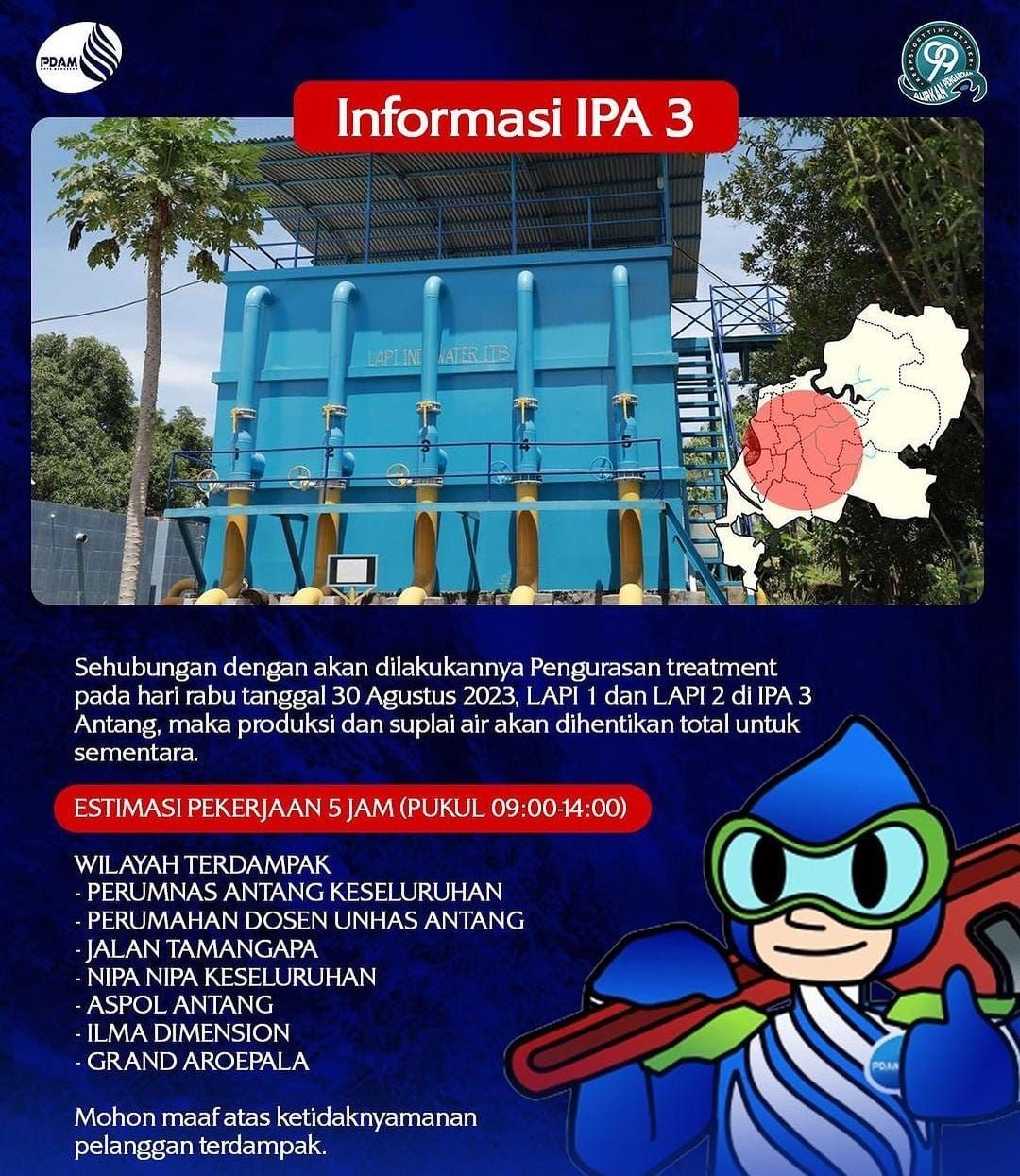 Informasi pengerjaan PDAM Makassar.