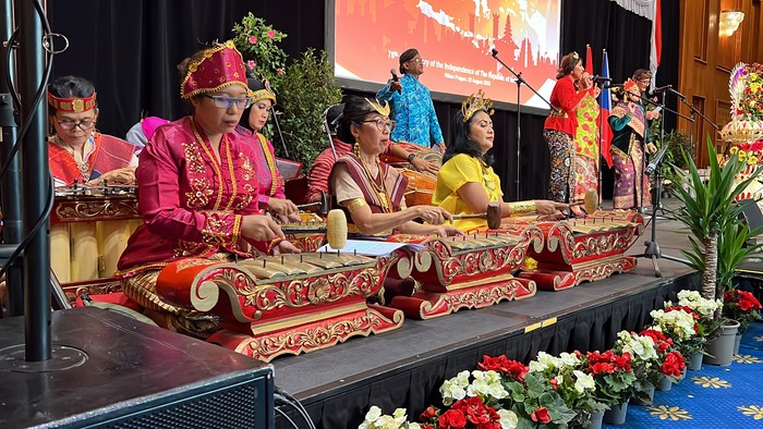 Kagama Karawitan pada acara Resepsi Diplomatik yang digelar KBRI Praha, 23 Agustus 2023