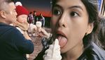Gaya Cantik Maudy Ayunda Saat Ngopi dan Makan Es Krim