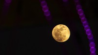 Fenomena Super Blue Moon terlihat di langit Makassar, Sulawesi Selatan, Rabu (30/8/2023).  